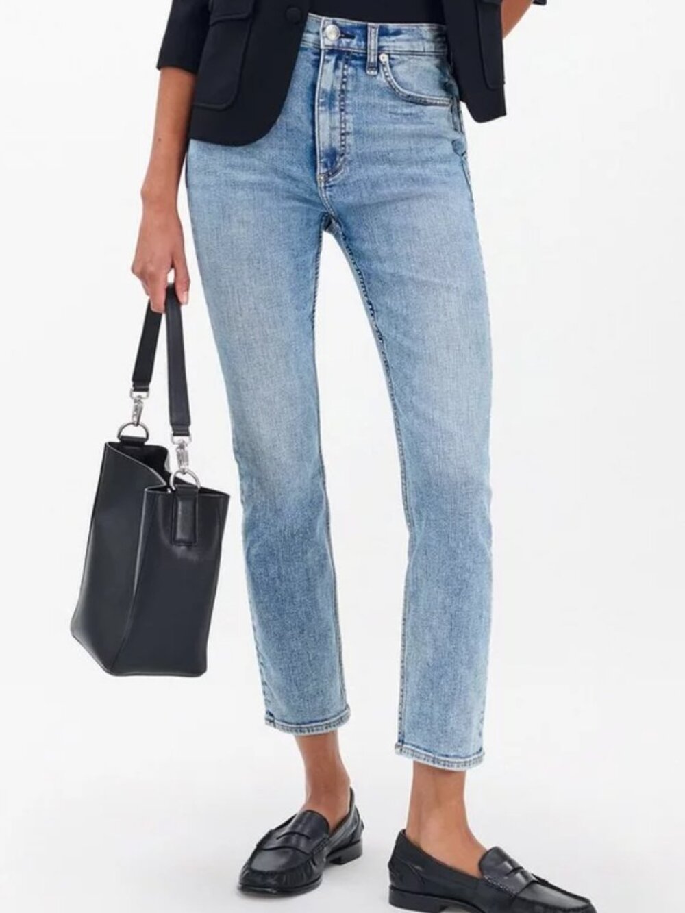 RAG & BONE WREN HIGH RISE SLIM STRAIGHT JEANS STRETCH DENIM CROPPED sz 27